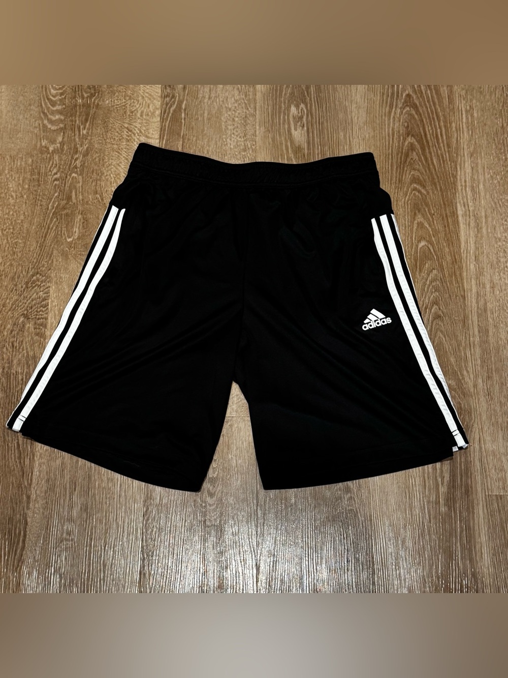 adidas Black Athletic Shorts with White 3-Stripes